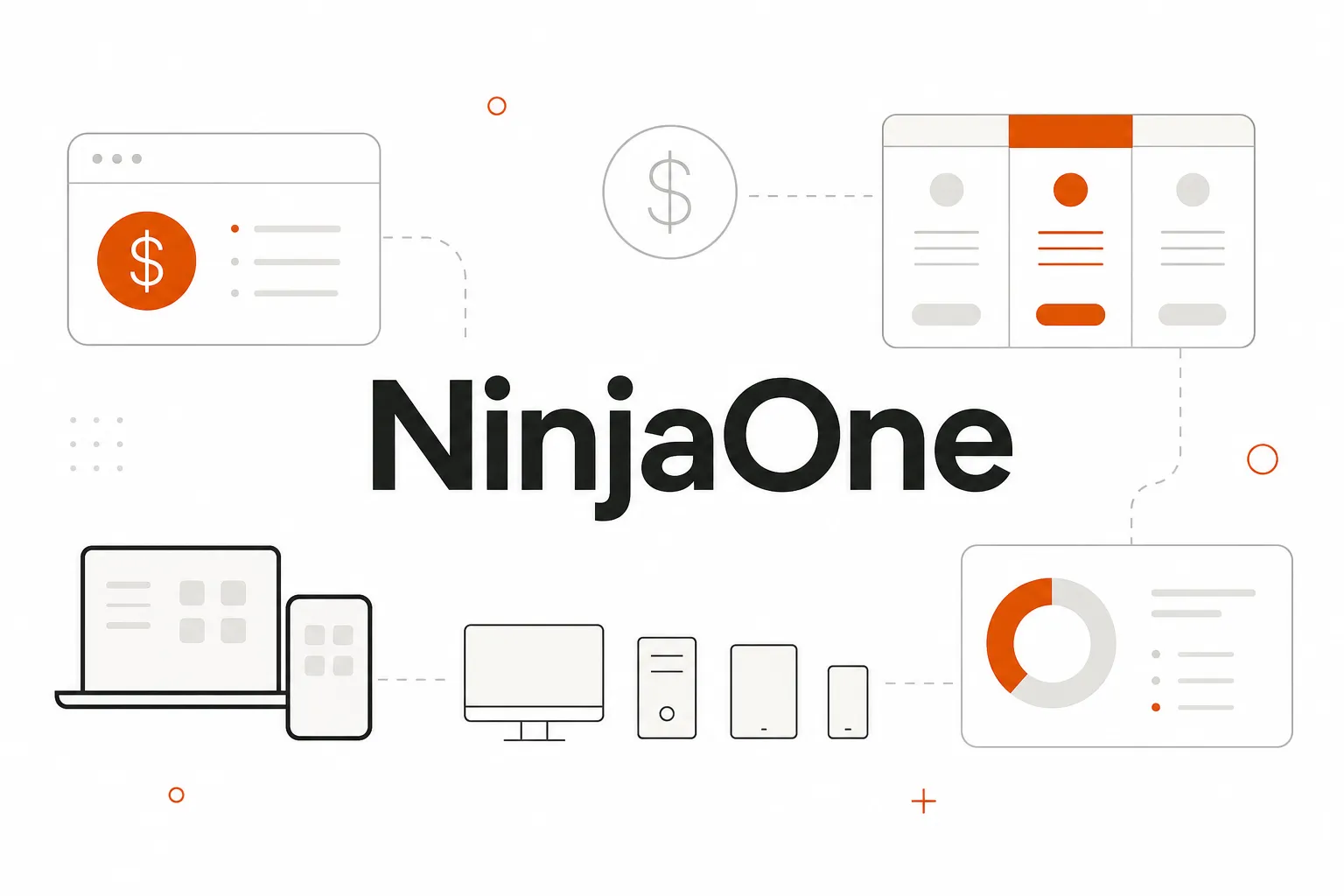 NinjaOne pricing illustrated with flat editorial SaaS design