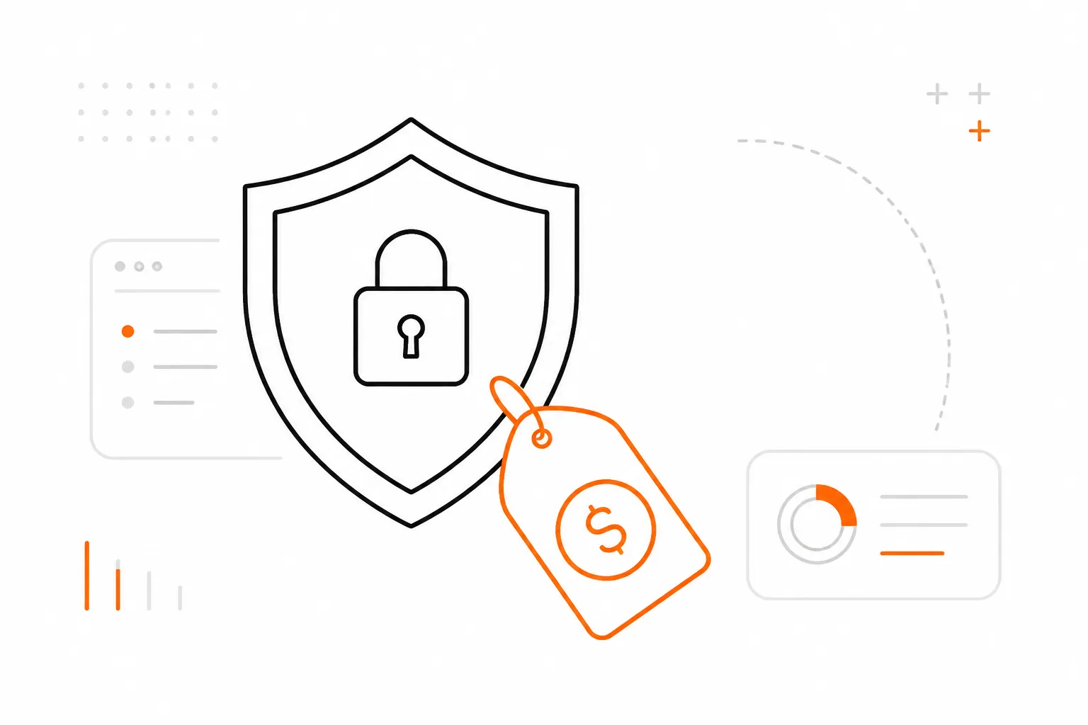 ThreatLocker pricing guide for MSPs - flat illustration of a security shield with a price tag