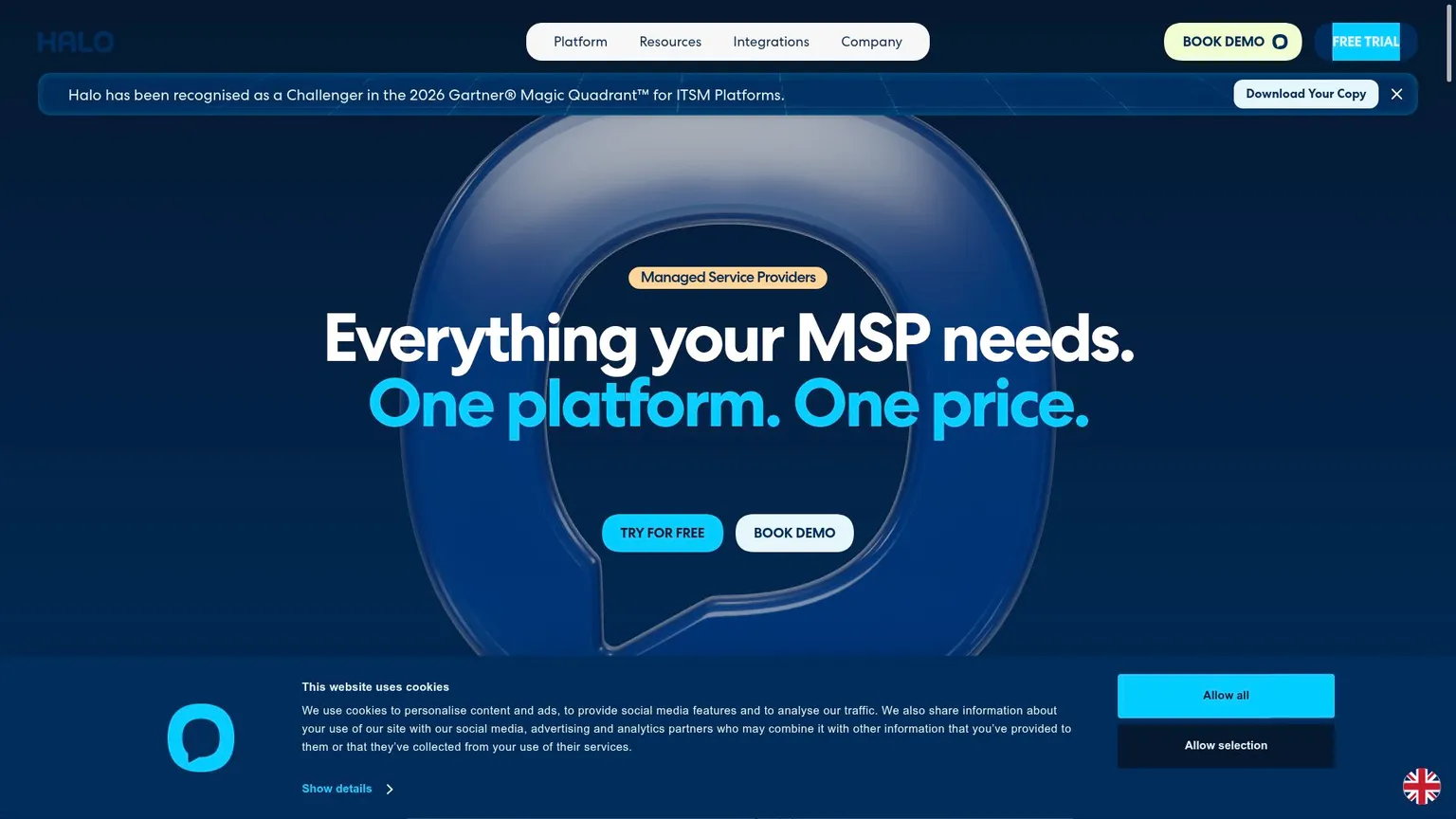 HaloPSA homepage, as taken from HaloPSA