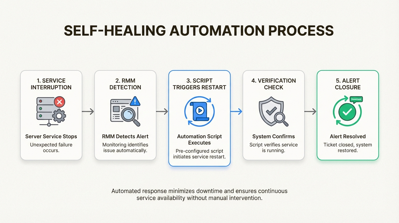 Self-healing automation detects and resolves issues without waking your on-call technician