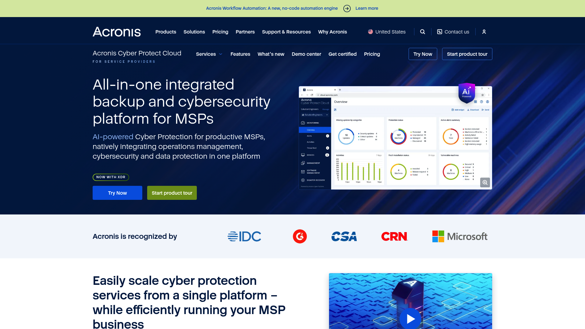 Acronis Cyber Protect landing page