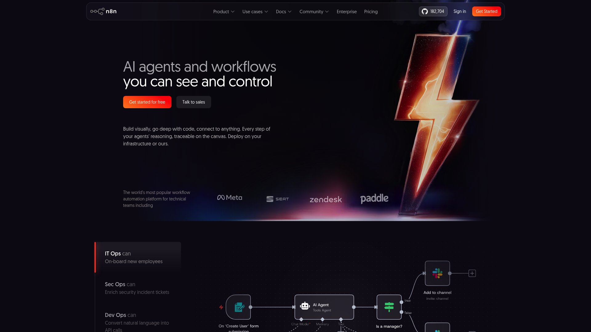 A screenshot of n8n's landing page.
