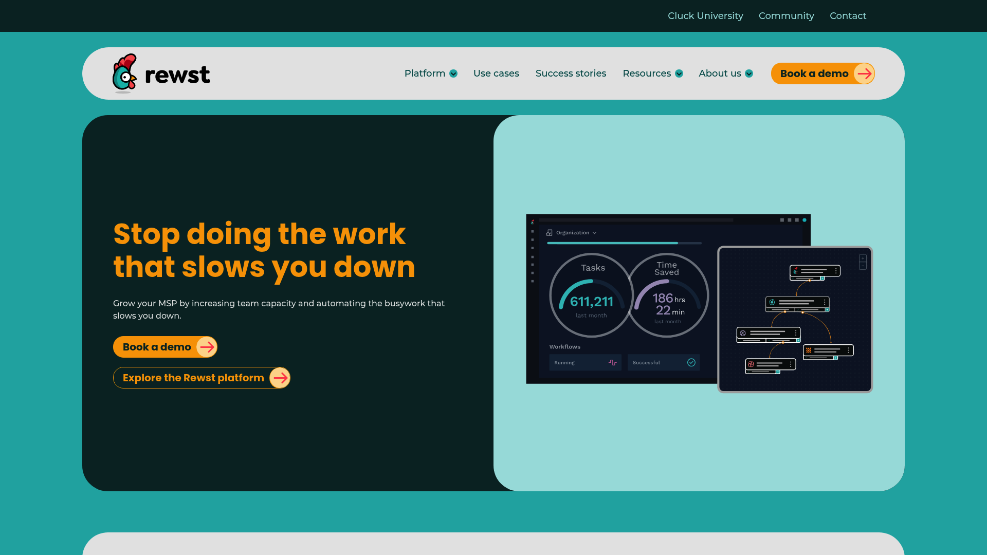 A screenshot of Rewst's landing page.