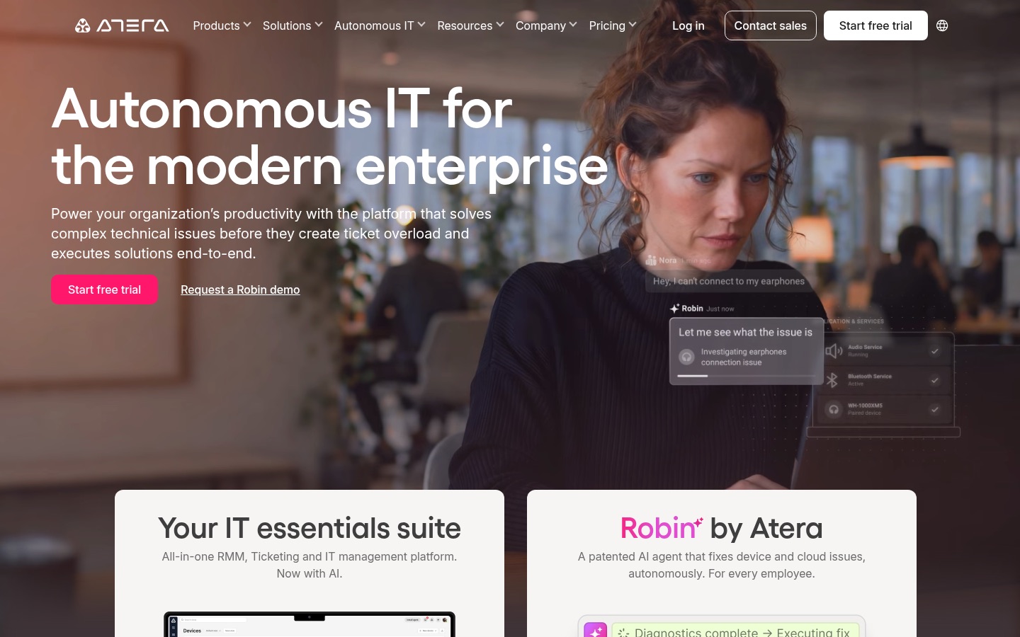 Atera Robin product homepage, August 2026