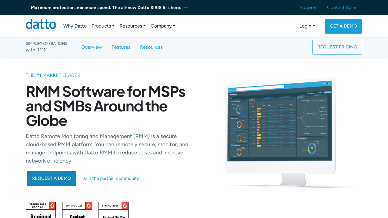 Datto RMM platform with security-focused monitoring capabilities